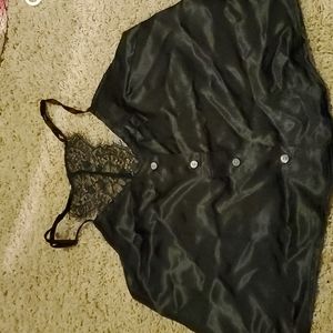 NWT black silky lace pajamas m/l